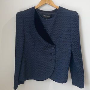 Giorgio Armani Navy Textured Blazer Size 48/12
